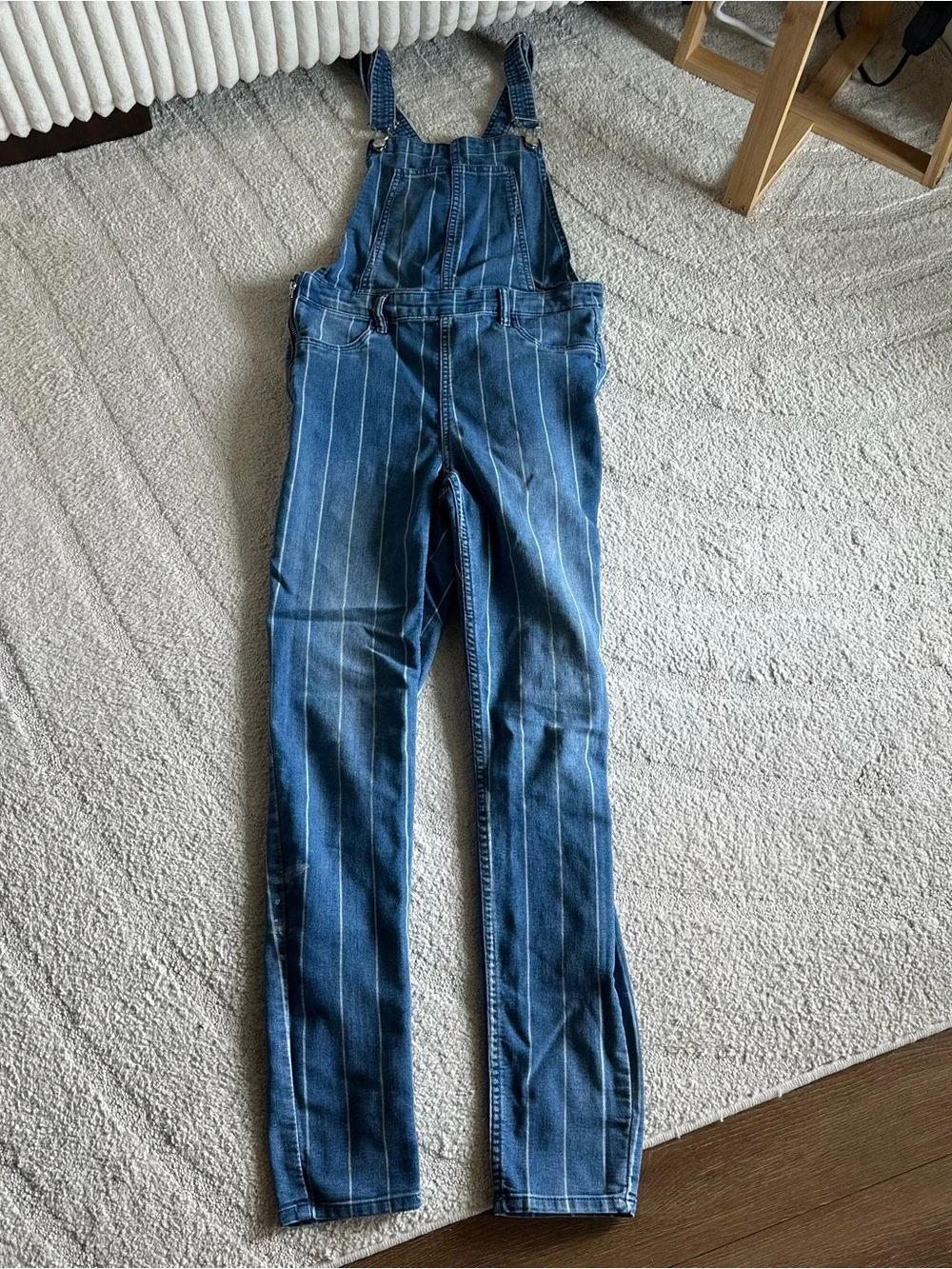 Divided Blue Pinstripe Denim Overalls - Picture 1 of 2